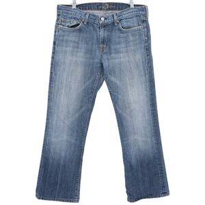 7 For All Mankind Men's Bootcut Jeans Blue Medium Wash Size 34 Denim Casual